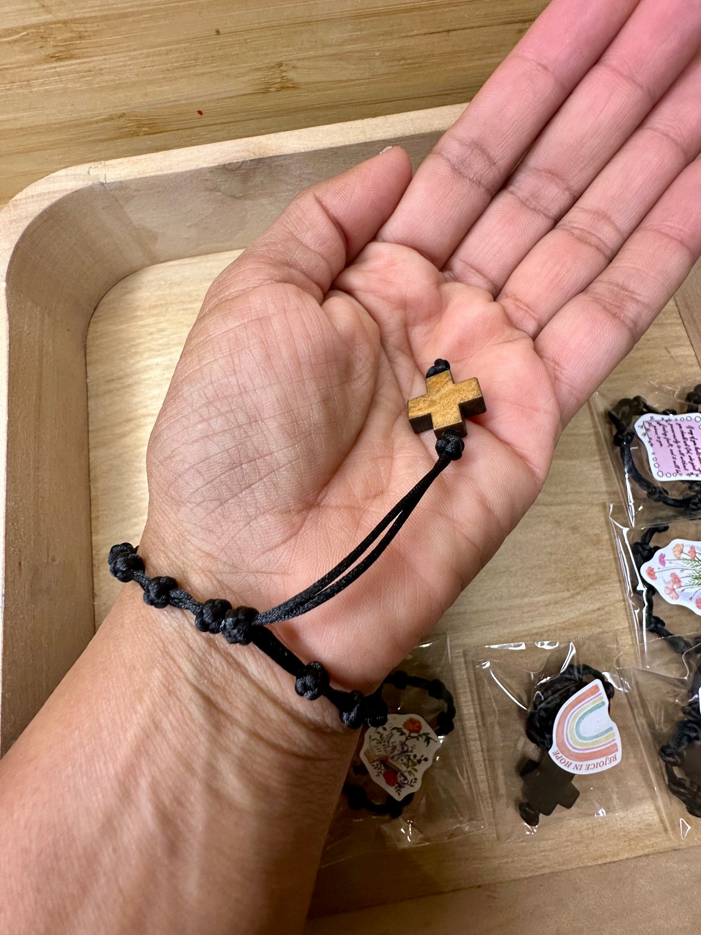 10 for $10 Black Faith Knot Cross Bracelet – Handmade Adjustable Christian Bracelet for