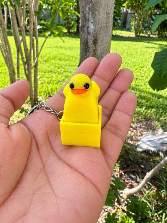 Cute Yellow Duck 3D Printed Clicker Keychain