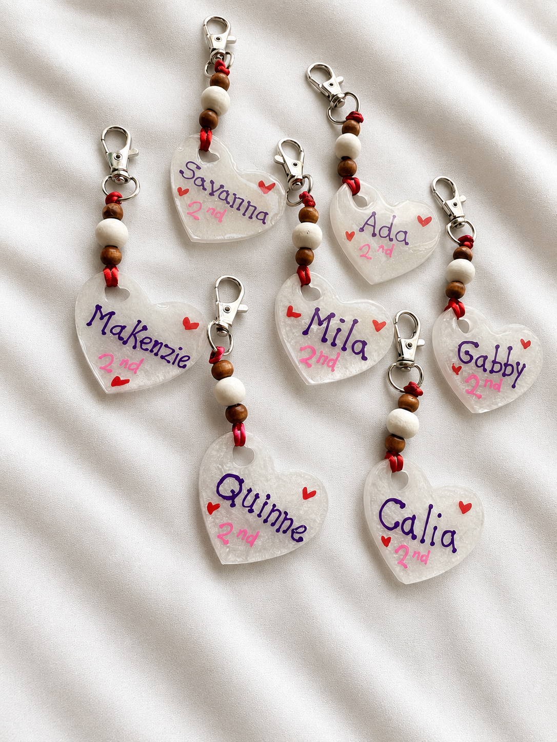 $5 each..🩷Personalized Resin Heart Keychains🩷