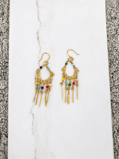 Golden Mosaic Fringe Earrings