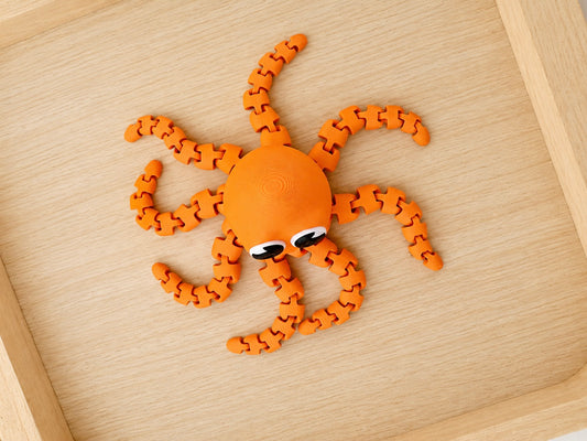 Orange/pink Wiggly Octopus – 3D Printed Articulated Fidget Toy