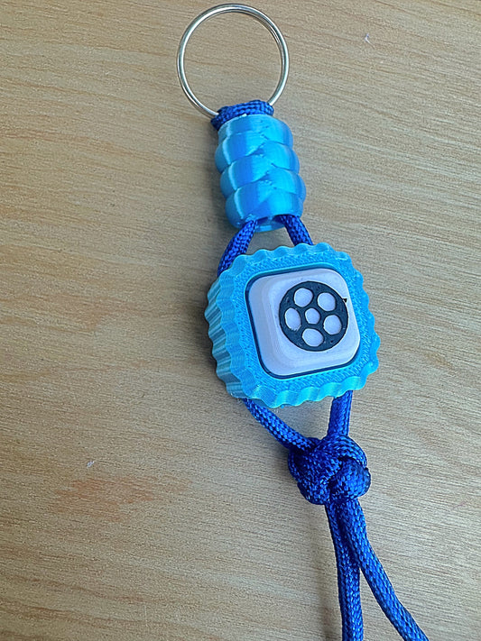 Handmade 3D Printed Soccer Clicker Keychain – Blue Fidget Toy