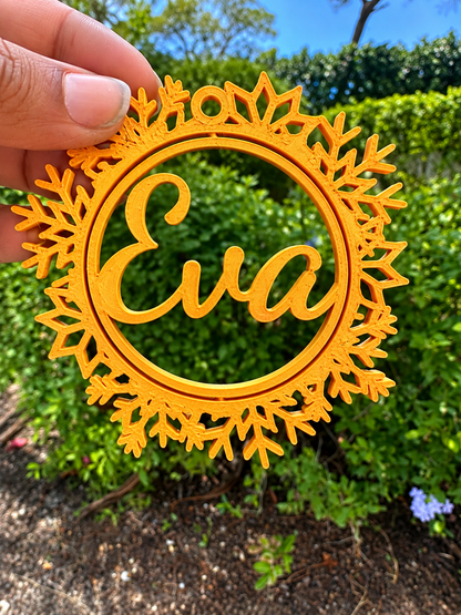 Personalized 3D Printed Christmas Snowflake Ornament – Custom Name