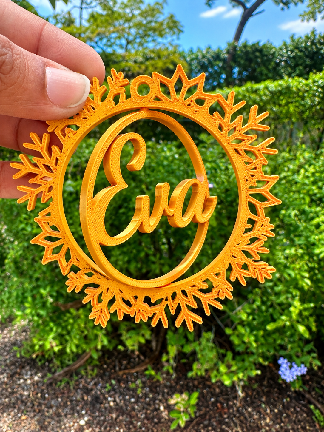 Personalized 3D Printed Christmas Snowflake Ornament – Custom Name