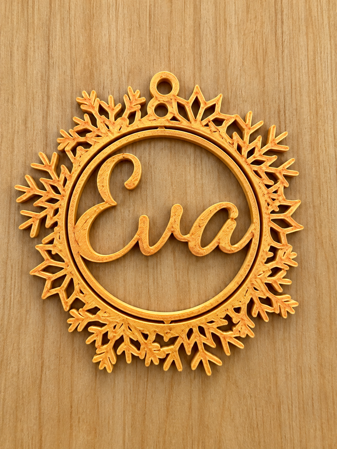 Personalized 3D Printed Christmas Snowflake Ornament – Custom Name