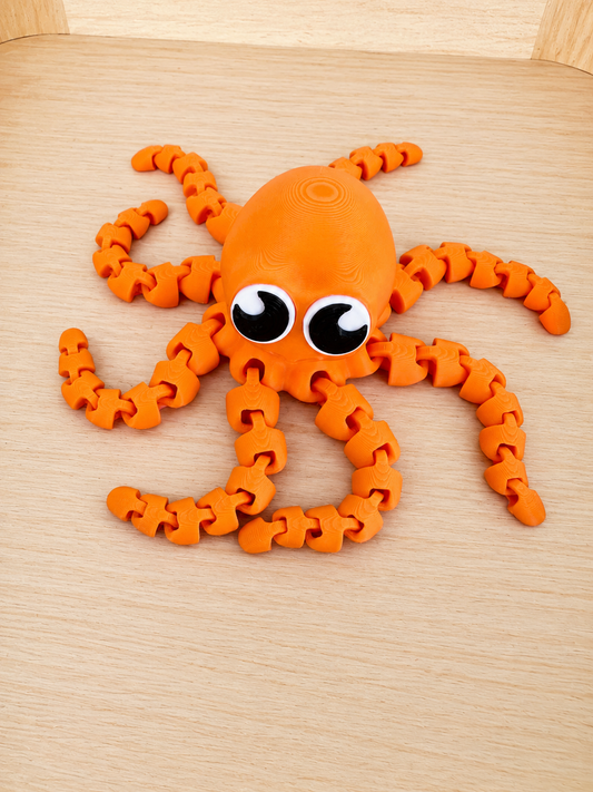 Orange/pink Wiggly Octopus – 3D Printed Articulated Fidget Toy