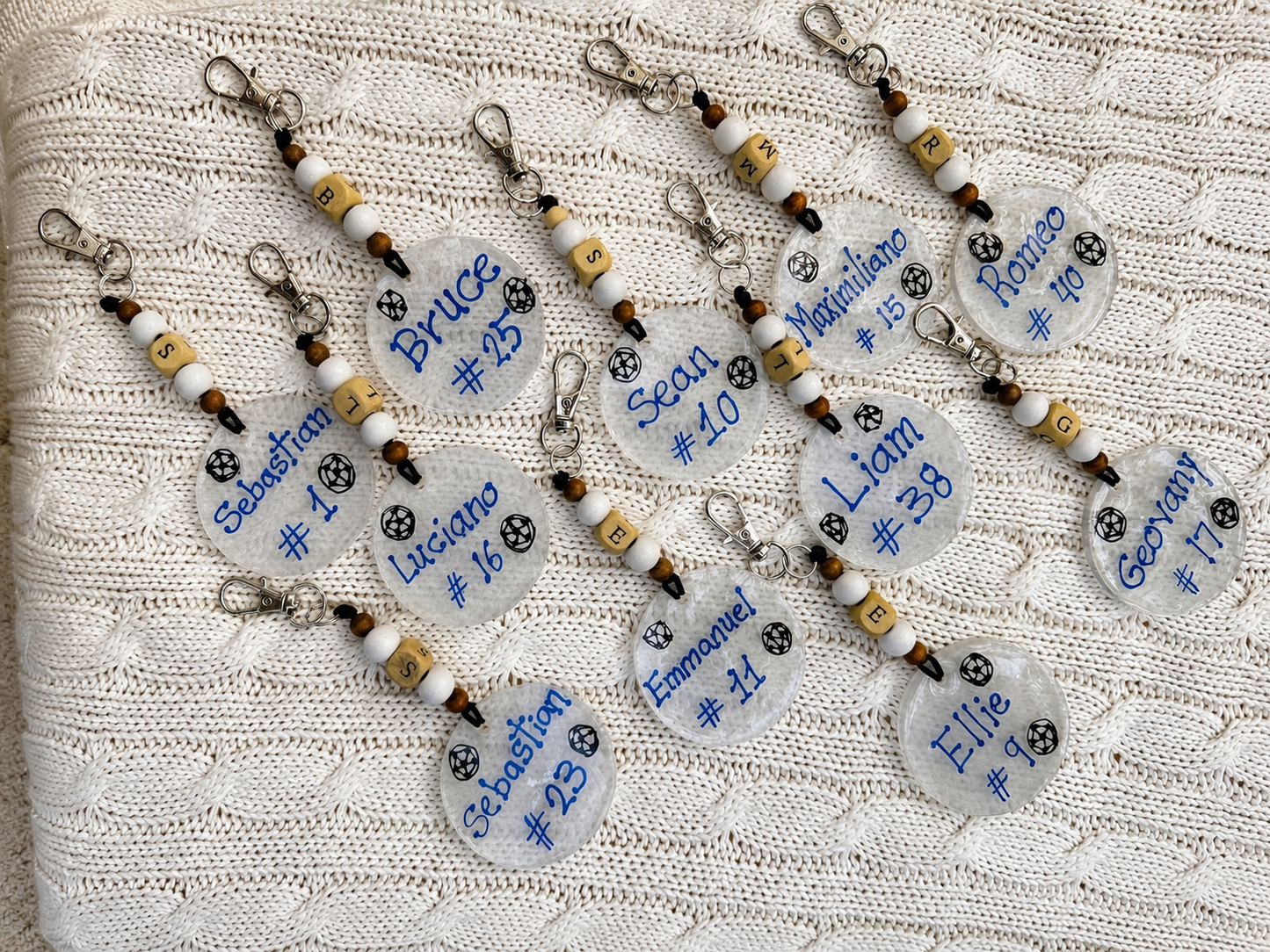 $5 each ⚽ Personalized Epoxy Soccer Team Keychains – Custom Player Gifts