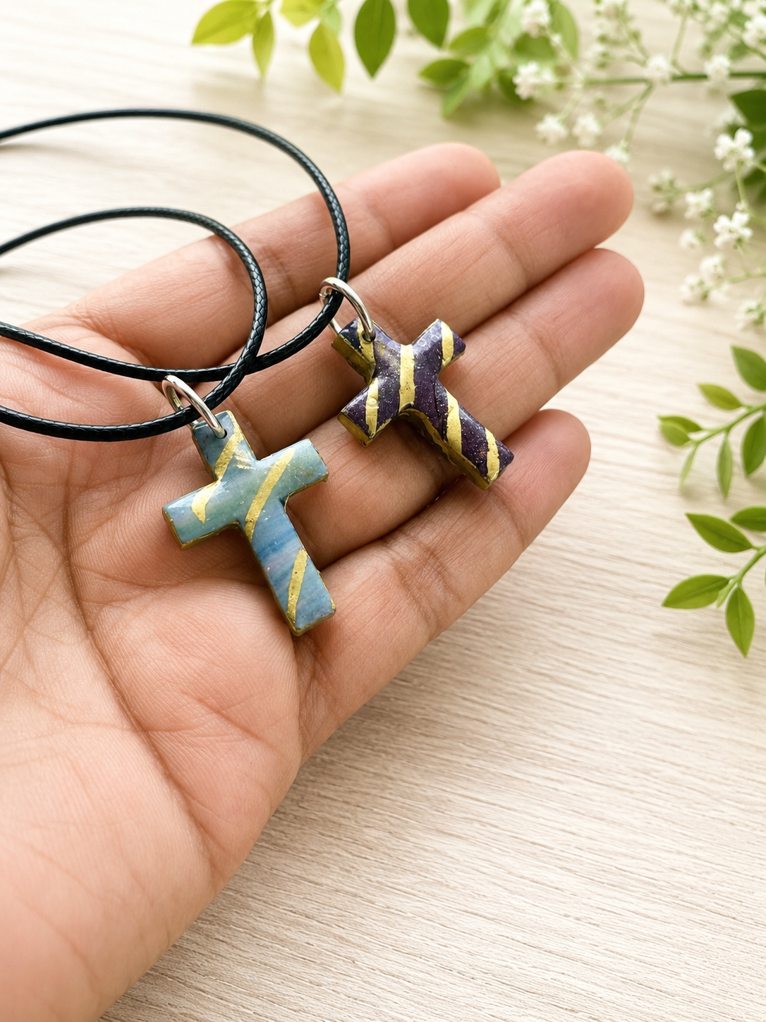 2 for $5 Polymer Clay Cross Necklace Set