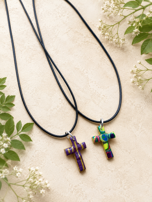 2 for $5 Polymer Clay Cross Necklace Set