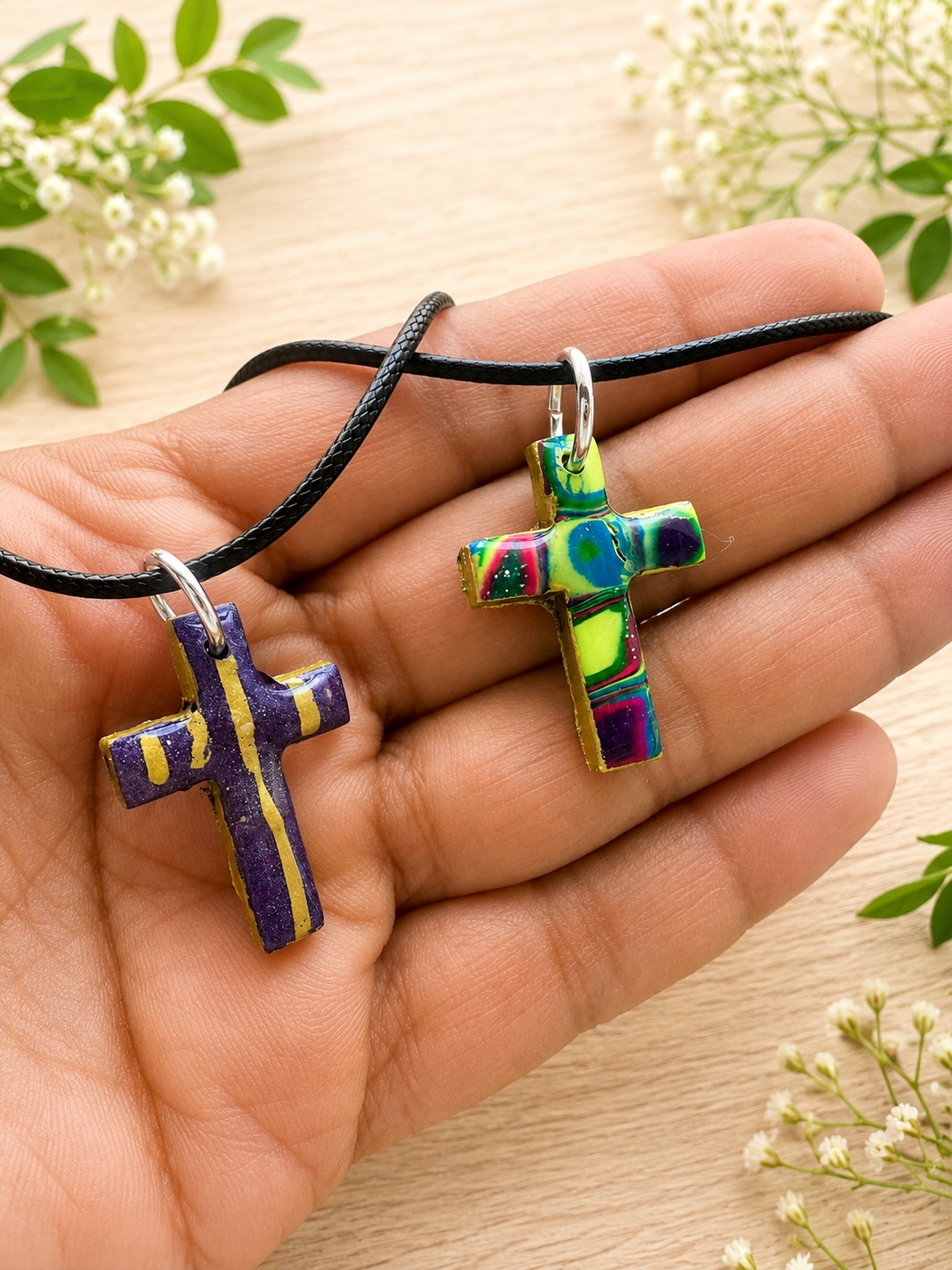 2 for $5 Polymer Clay Cross Necklace Set