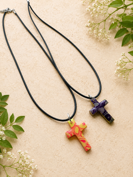2 for $5 Polymer Clay Cross Necklace Set