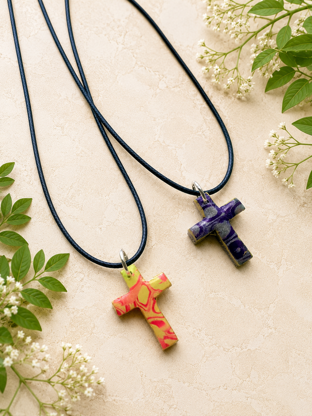 2 for $5 Polymer Clay Cross Necklace Set