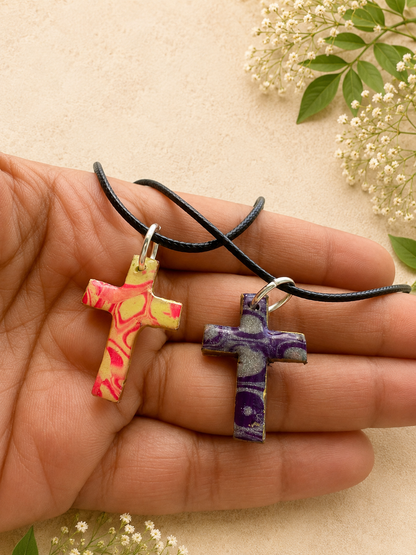 2 for $5 Polymer Clay Cross Necklace Set