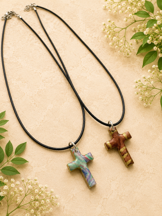 2 for $5 Polymer Clay Cross Necklace Set