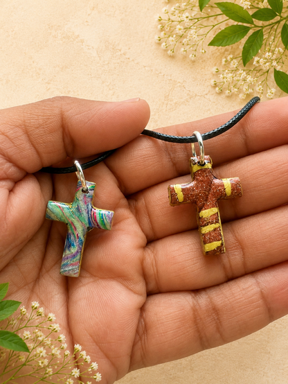 2 for $5 Polymer Clay Cross Necklace Set