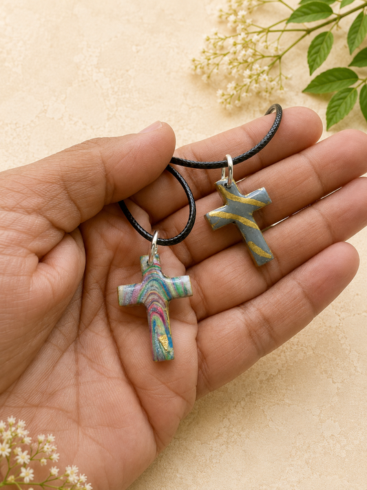 2 for $5 Polymer Clay Cross Necklace Set ✨