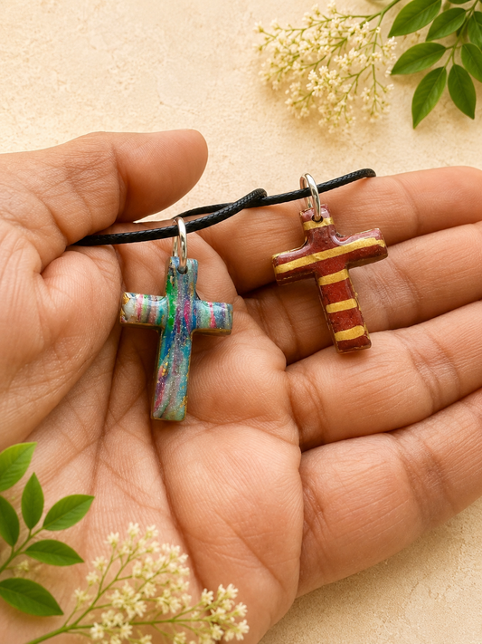 2 for $5 Polymer Clay Cross Necklace Set ✨