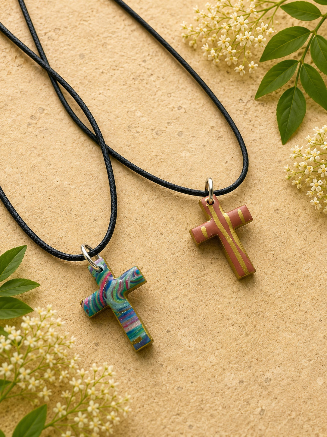 2 for $5 Polymer Clay Cross Necklace Set ✨