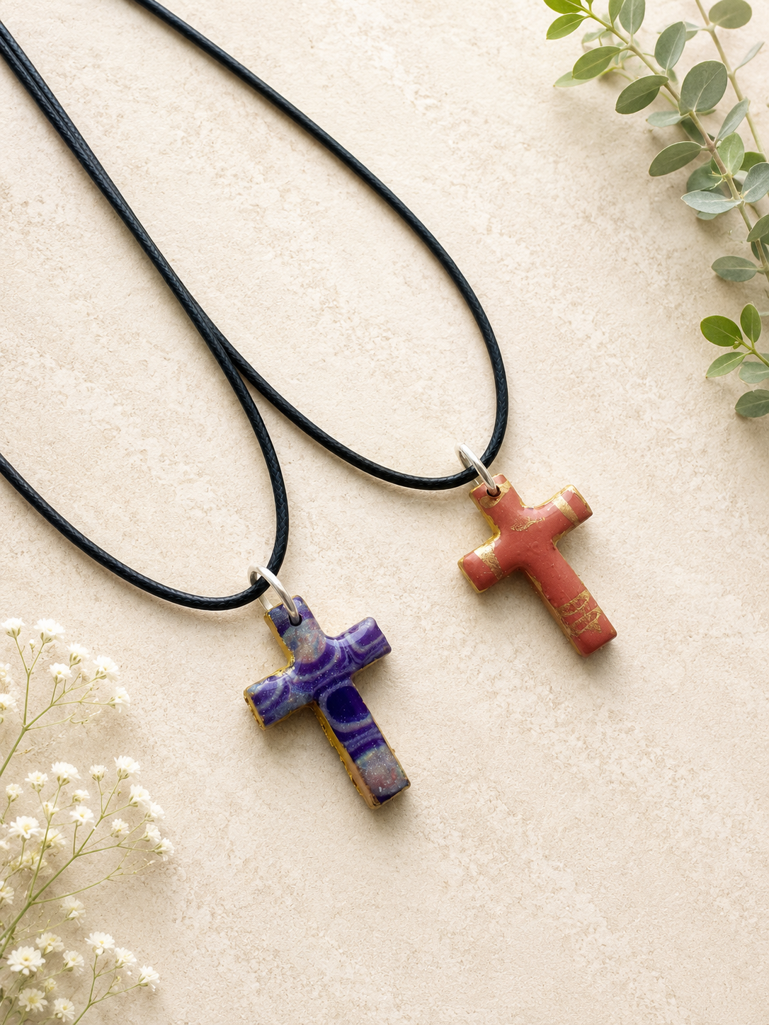 2 for $5 Polymer Clay Cross Necklace Set ✨