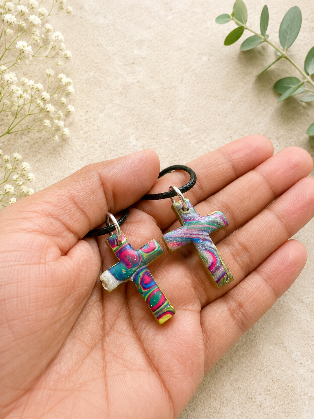 2 for $5 Polymer Clay Cross Necklace Set ✨