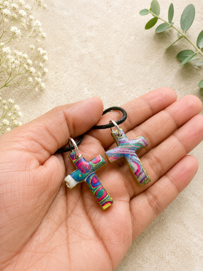 2 for $5 Polymer Clay Cross Necklace Set ✨
