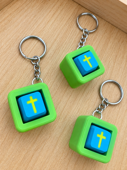 ✝️ Faith Clicker Keychain – 3D Printed Cross Fidget