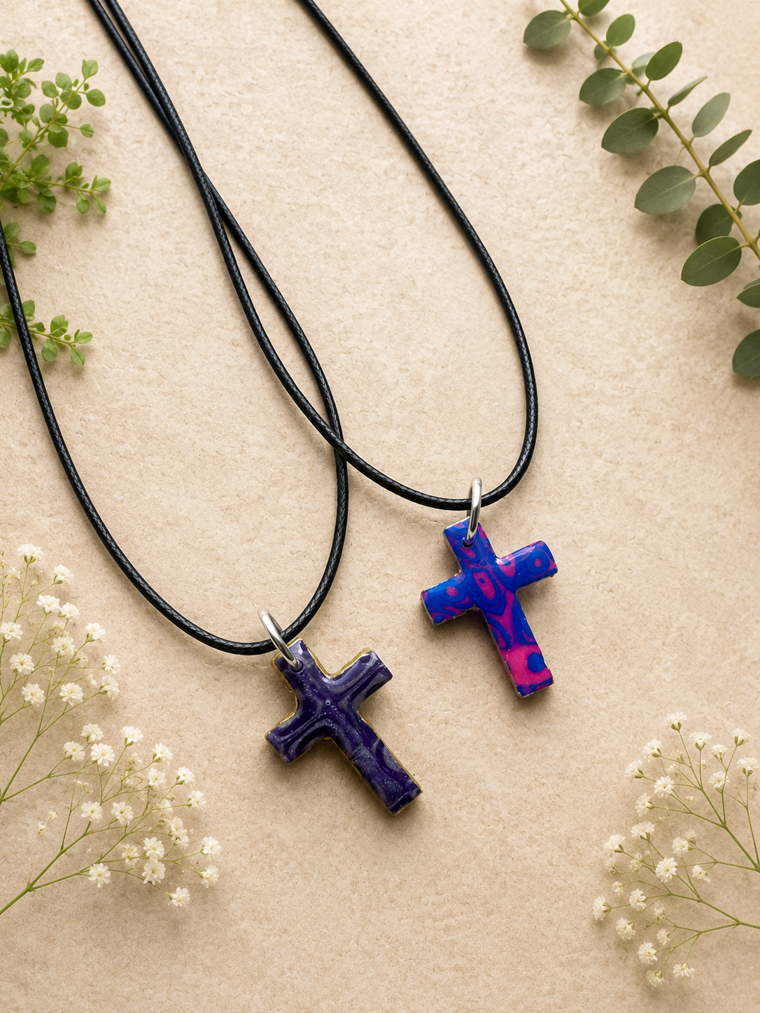 2 for $5 Polymer Clay Cross Necklace Set ✨