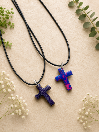 2 for $5 Polymer Clay Cross Necklace Set ✨