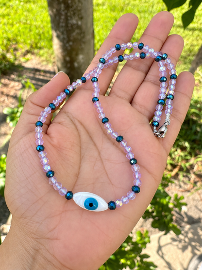 🧿 Lavender Sparkle Evil Eye Necklace