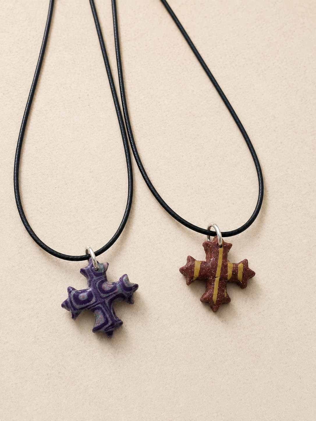 2 for $6 Handmade Polymer Clay Coptic Cross Necklaces ✨