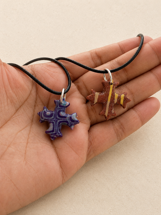 2 for $6 Handmade Polymer Clay Coptic Cross Necklaces ✨
