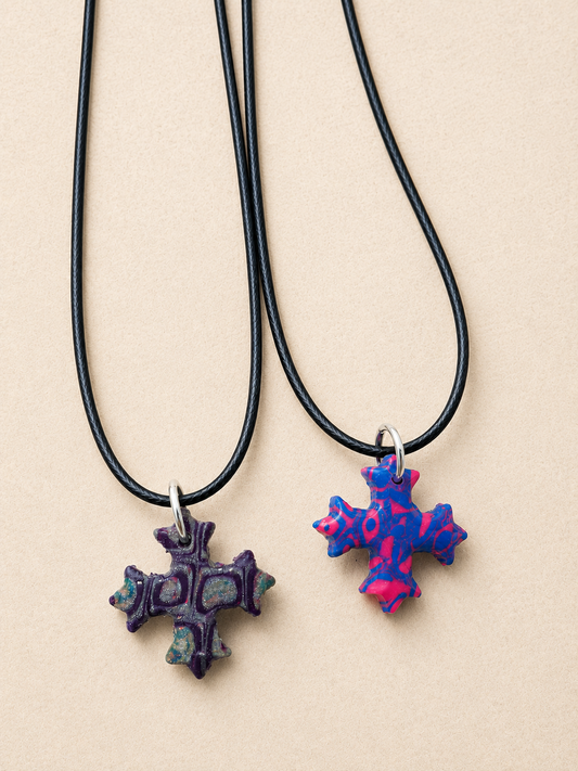 2 for $6 Handmade Polymer Clay Coptic Cross Necklaces ✨