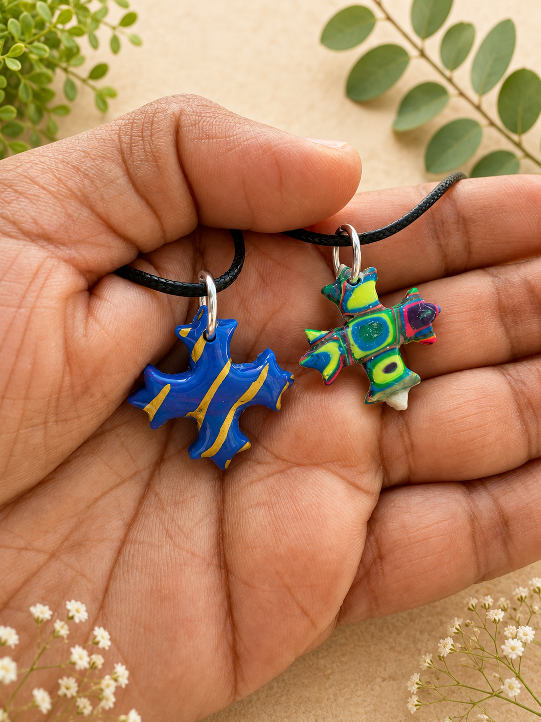 2 for $6 Handmade Polymer Clay Coptic Cross Necklaces ✨