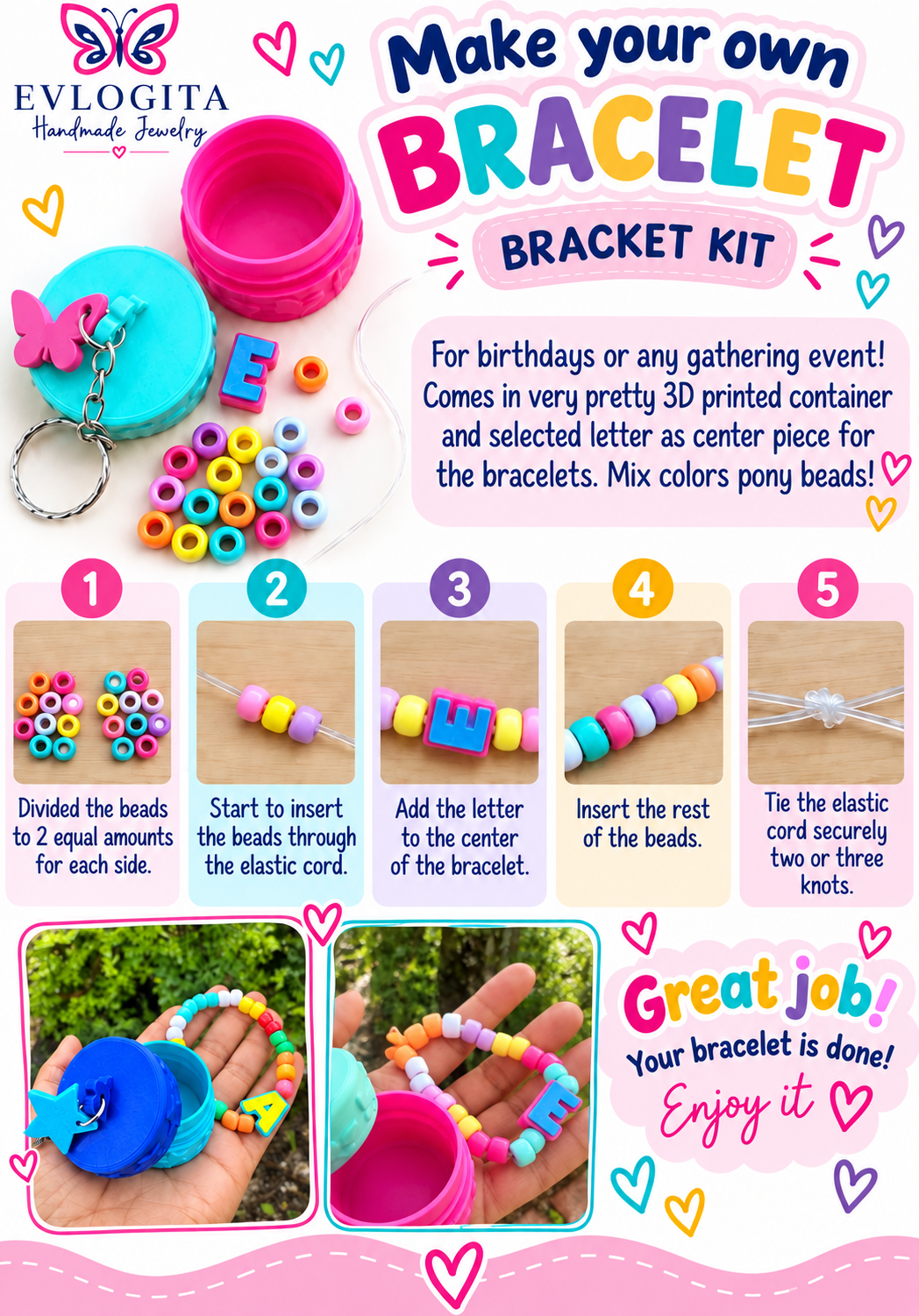 Make Your Own Personalized Bracelet Kit – 3D Printed Keychain Container