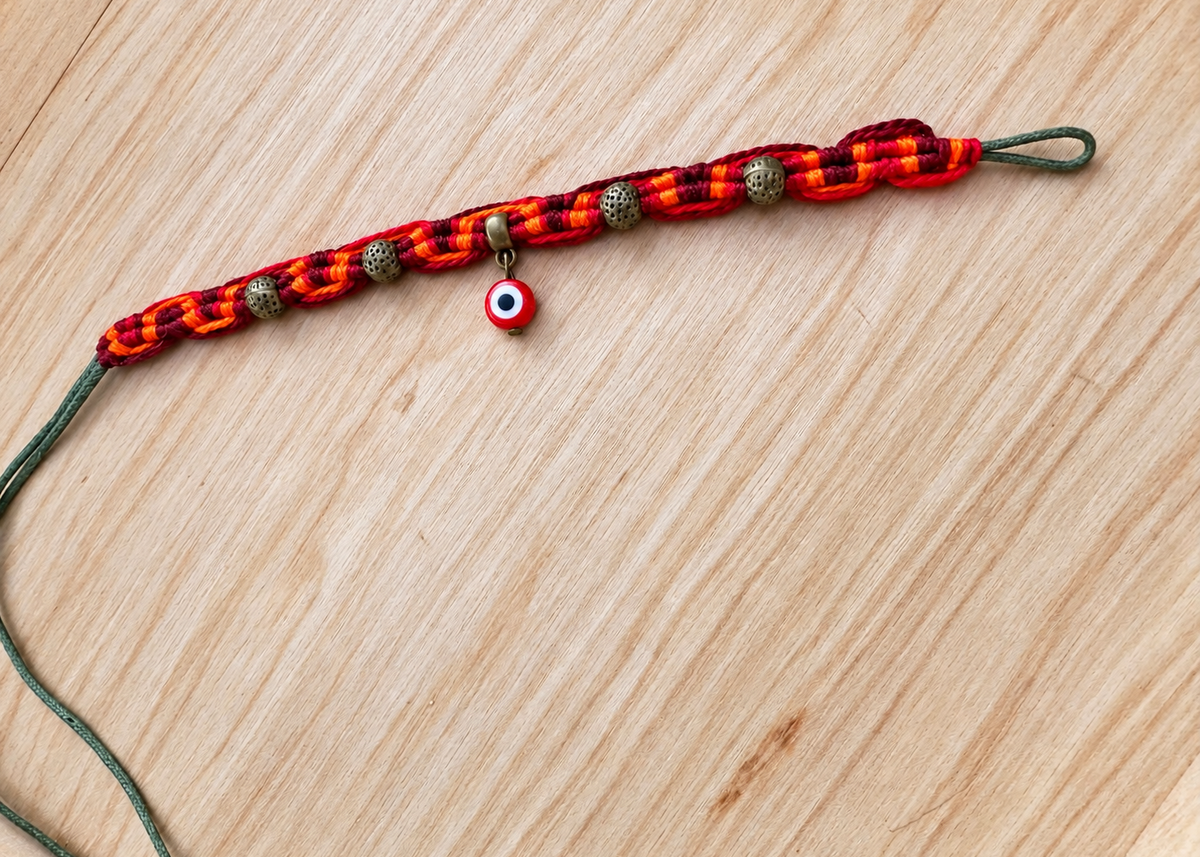 🔥 Sunset Evil Eye Macramé Bracelet