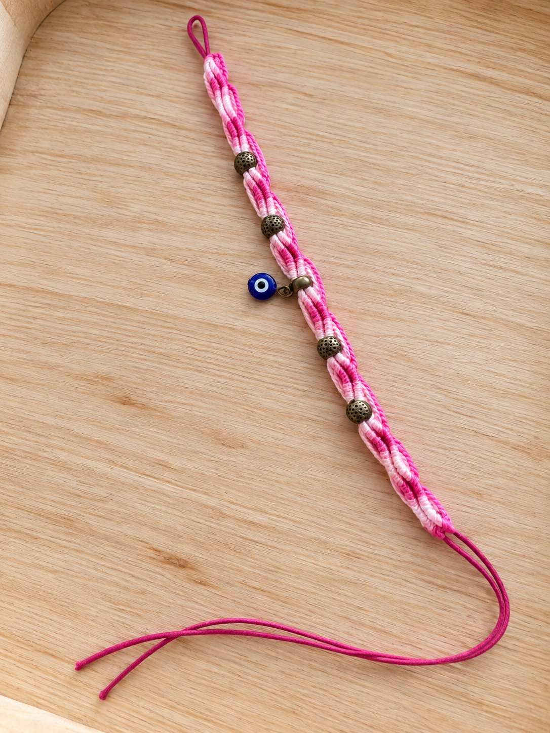 Pink Bliss Evil Eye Macramé Bracelet
