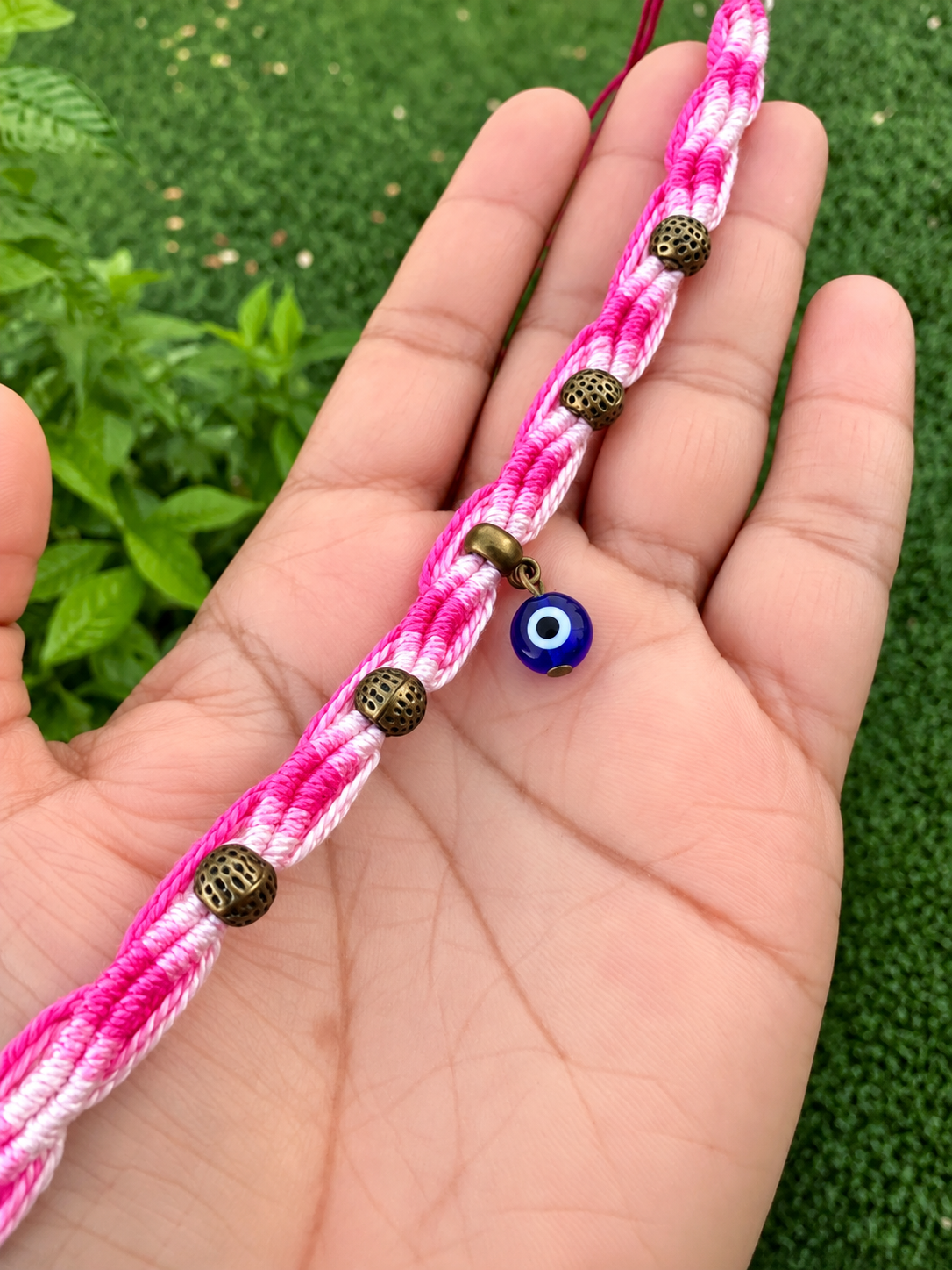 Pink Bliss Evil Eye Macramé Bracelet