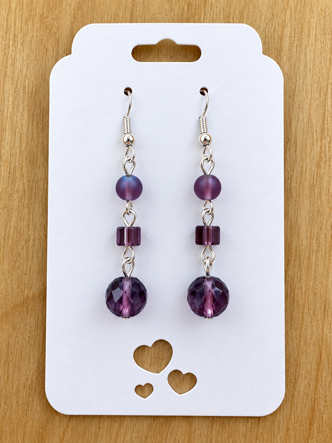 💜 Purple Twilight Beaded Drop Earrings