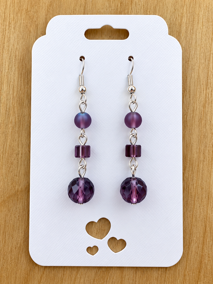 💜 Purple Twilight Beaded Drop Earrings