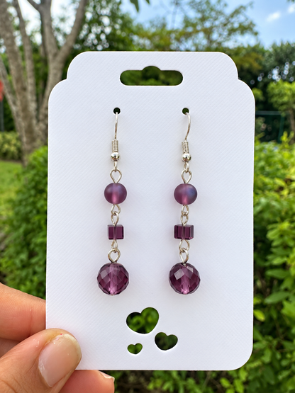 💜 Purple Twilight Beaded Drop Earrings