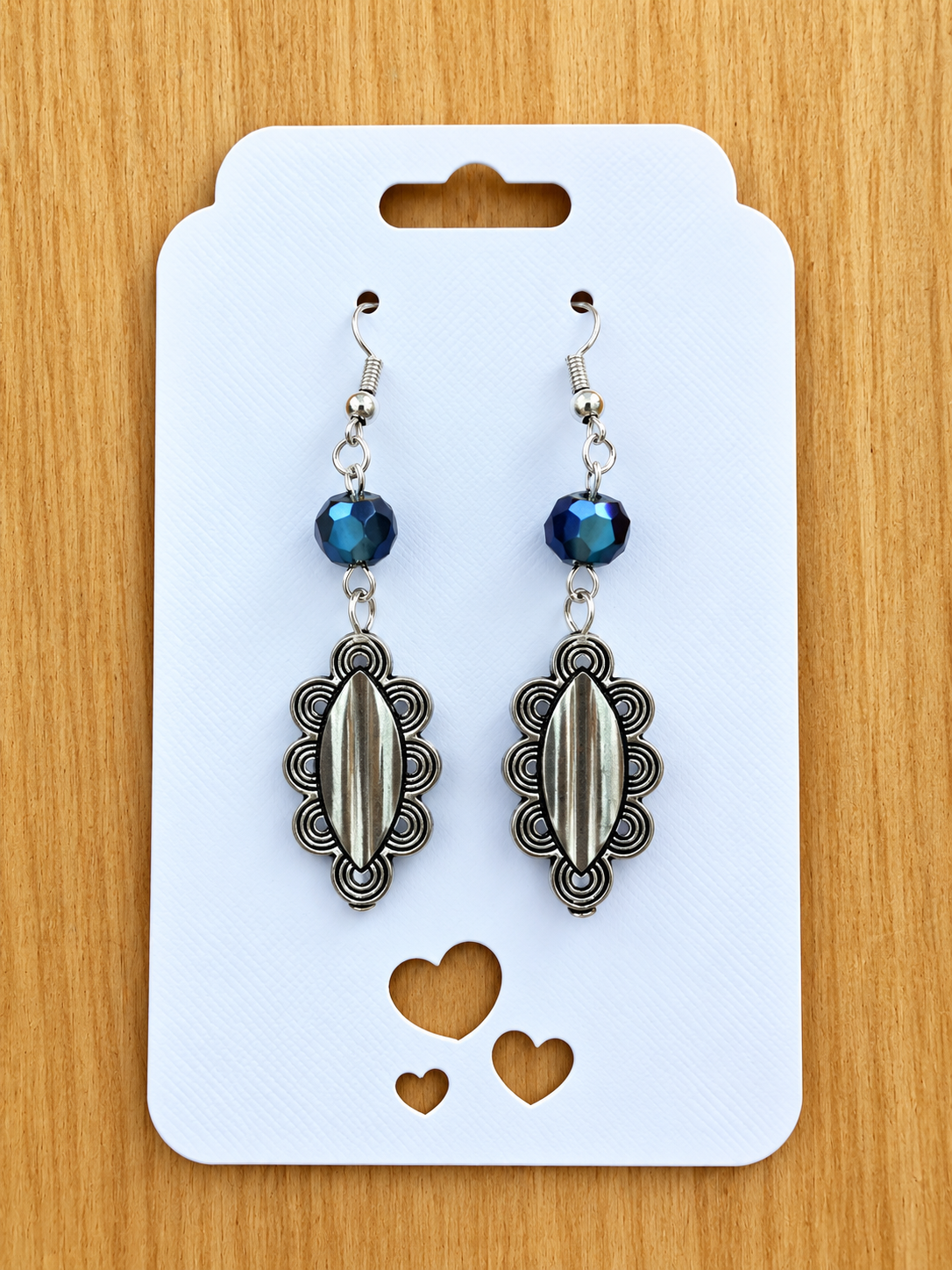 Midnight Blue Boho Silver Drop Earrings