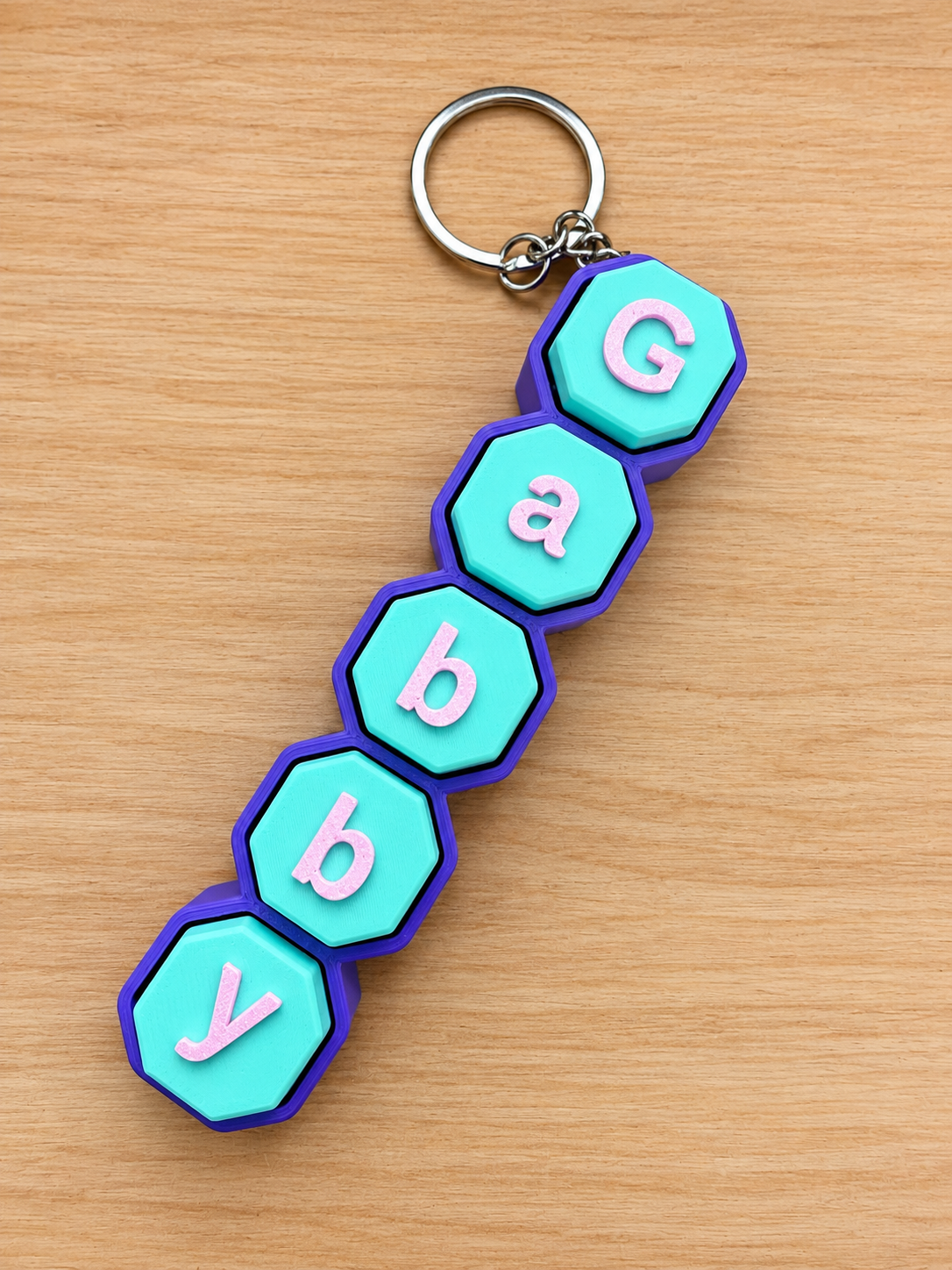 Personalized Hexagon Name Fidget Keychain (1 letter- 5)