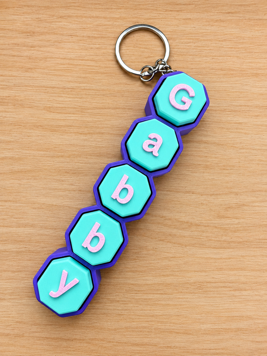 Personalized Hexagon Name Fidget Keychain (1 letter- 5)
