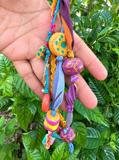 Colorful Boho Handmade Beaded & Fabric Charm