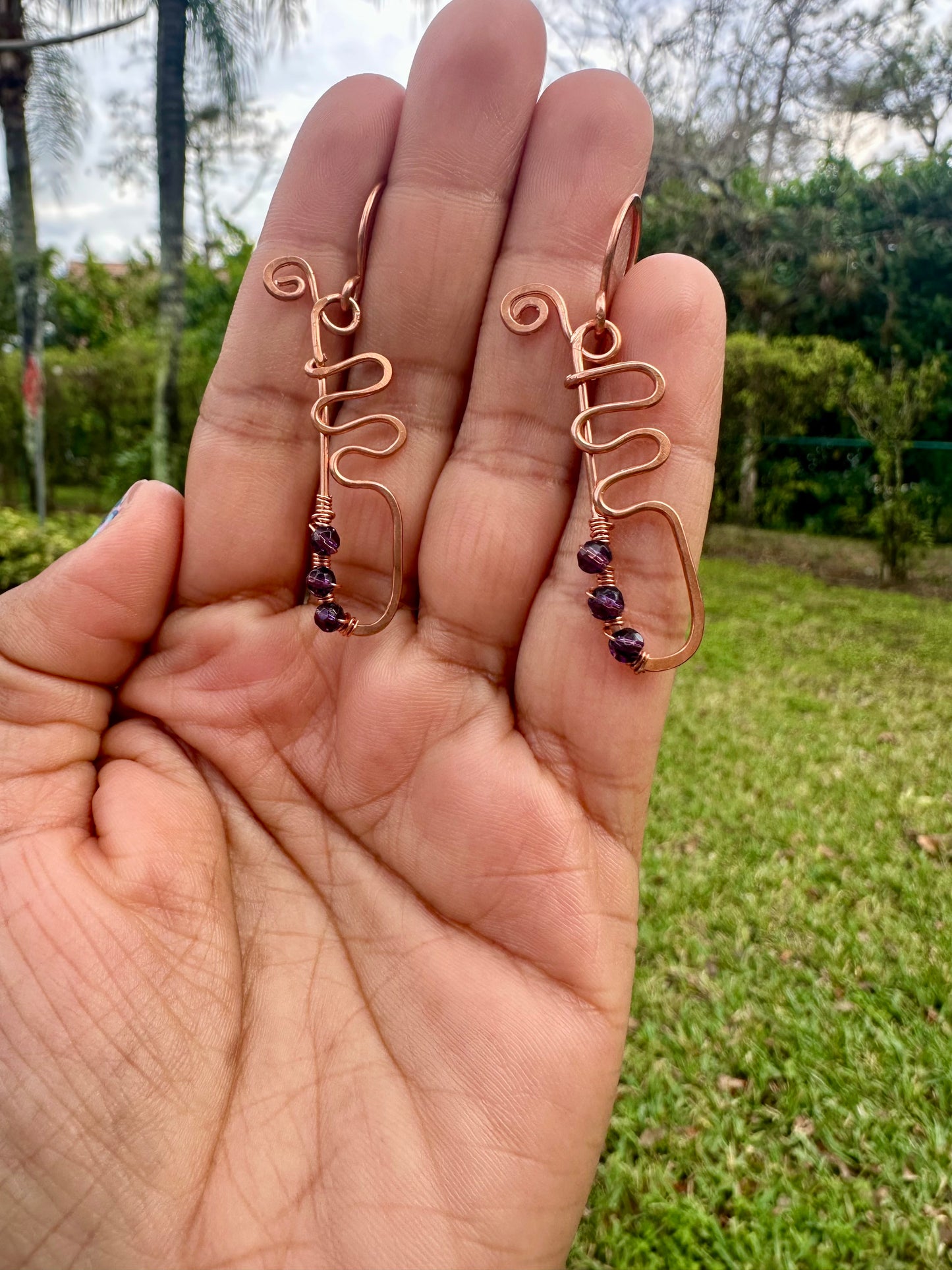 Copper wave earrings