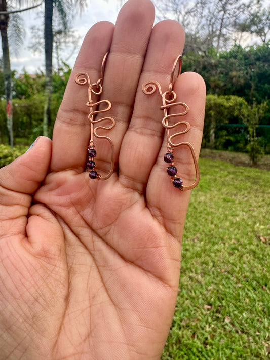 Copper wave earrings