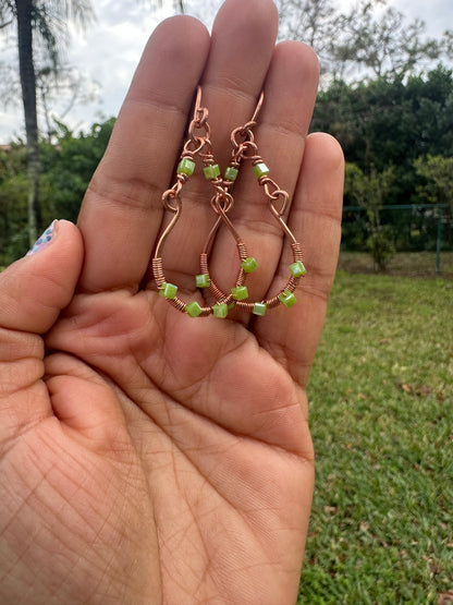 copper half loop earrings