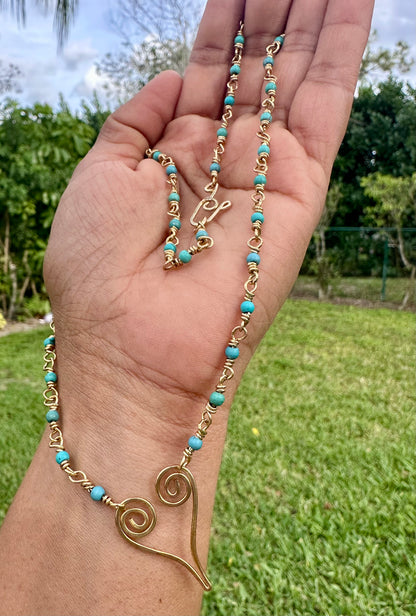 Heart Brass Turquoise Necklace