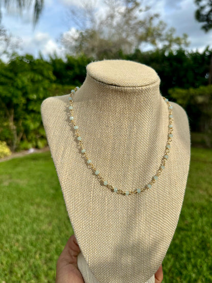 Light Mint Crystal & Brass Chocker