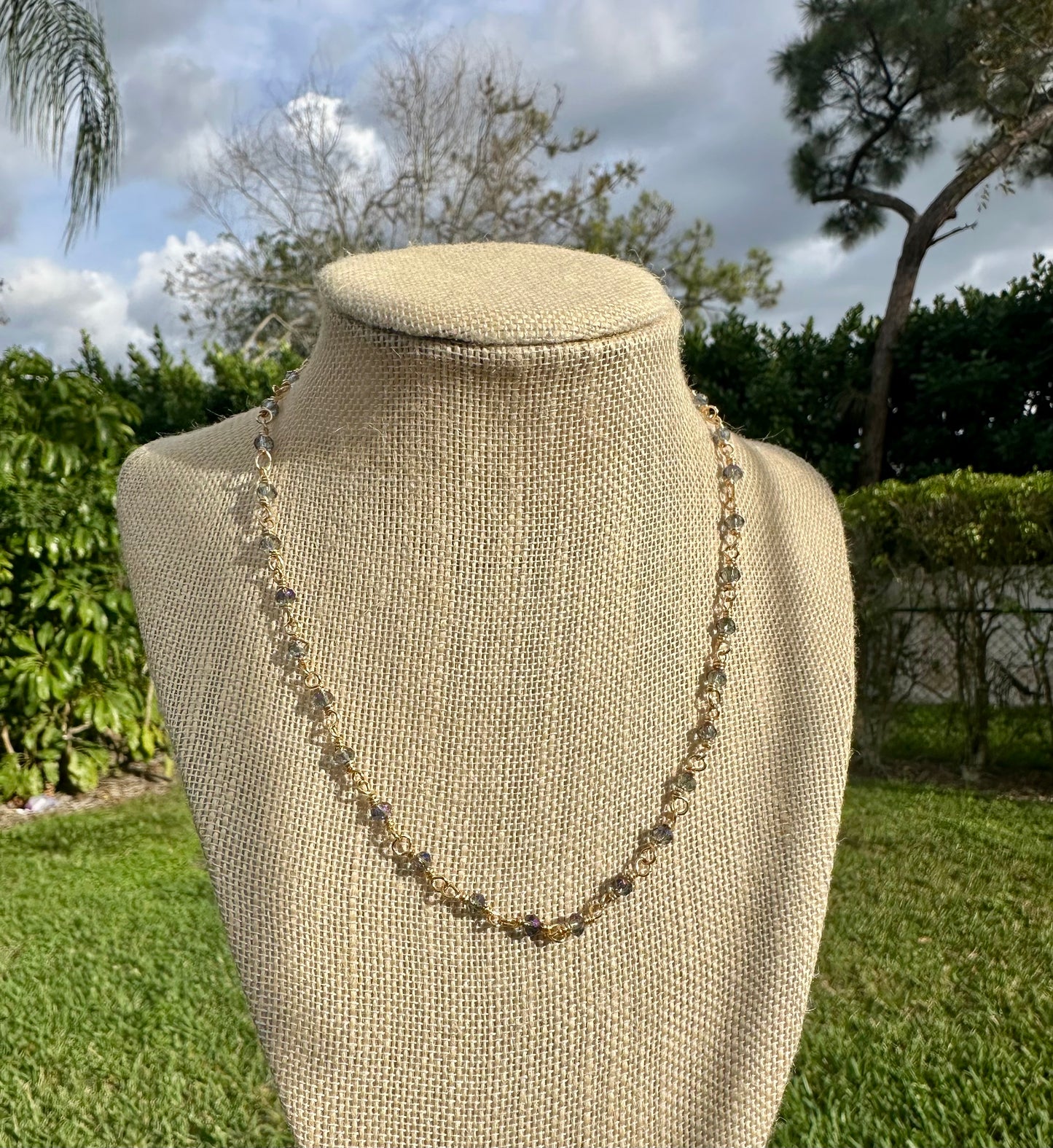 Metallic Purple Crystal & Brass Chocker